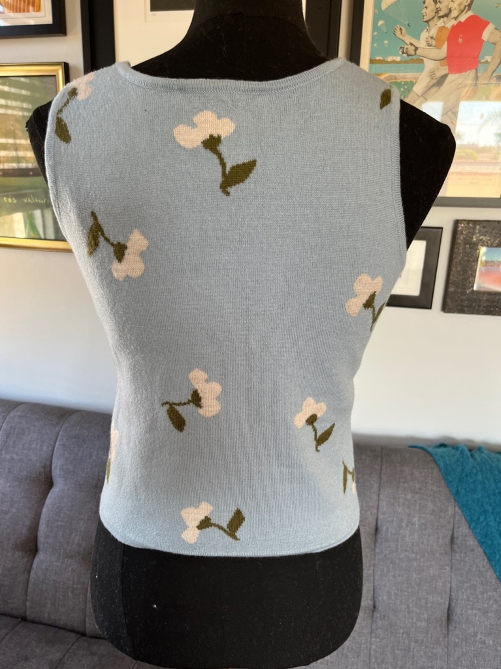 Naya Rea 100% wool Floral Knit Tank Top size M - Picture 2 of 4